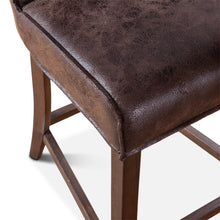 Load image into Gallery viewer, Distressed Dark Brown Leather Counter Stool