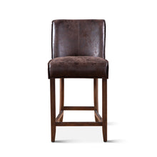 Load image into Gallery viewer, Distressed Dark Brown Leather Counter Stool