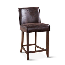Load image into Gallery viewer, Distressed Dark Brown Leather Counter Stool