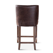 Load image into Gallery viewer, Distressed Dark Brown Leather Counter Stool