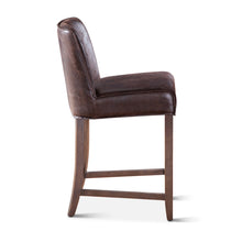 Load image into Gallery viewer, Distressed Dark Brown Leather Counter Stool
