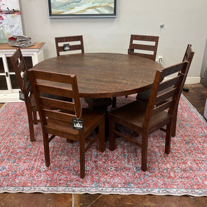 60” Round Dining Table and 6 Chair Set