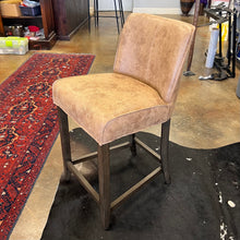 Load image into Gallery viewer, Distressed Tan Leather Counter Stool
