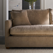 Load image into Gallery viewer, Lilah 89” Quick Ship Bench Cushion Sofa - Fawn Brushed Velvet
