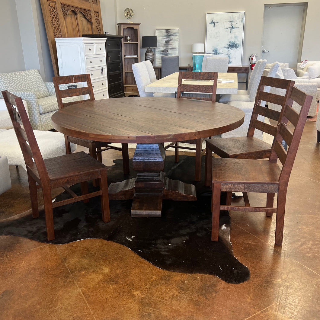 60” Round Dining Table and 6 Chair Set