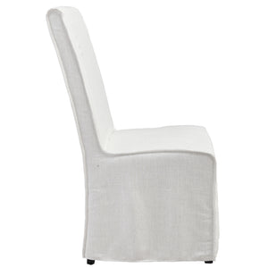 White Linen Blend Slipcover Dining Chair