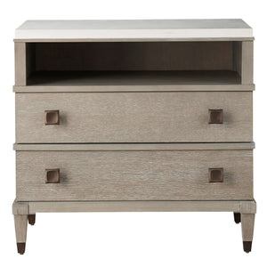 Two Drawer Nightstand w/ Stone Top