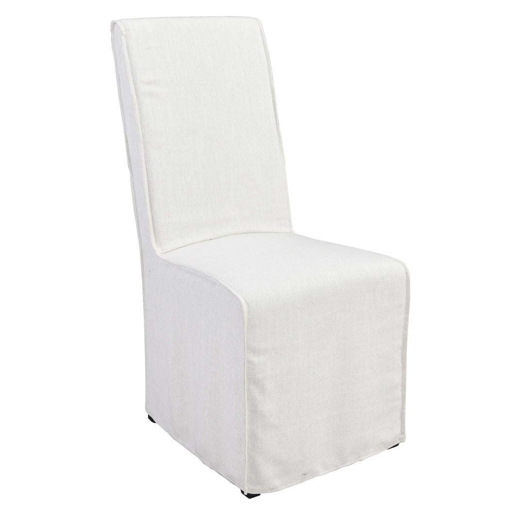 White Linen Blend Slipcover Dining Chair