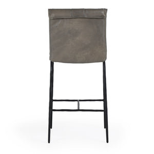 Gray Leather Counter Stool
