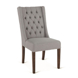 Lara Dining Chair Oxford Warm Grey with Weathered Teak Legs
