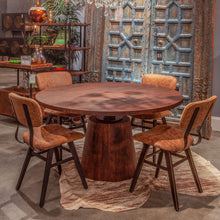 Load image into Gallery viewer, Industrial Modern 54&quot; Round Dining Table Tawny Brown
