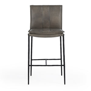 Gray Leather Counter Stool