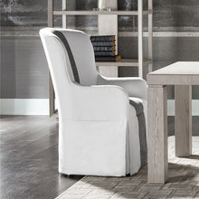 Load image into Gallery viewer, Modern Siltstone Cryton Super Salt Slip Cover Caster Arm Dining Chair
