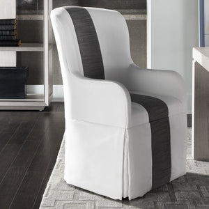 Modern Siltstone Cryton Super Salt Slip Cover Caster Arm Dining Chair