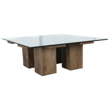 Load image into Gallery viewer, Oak Wood Square Coffee Table w/ Glass Top
